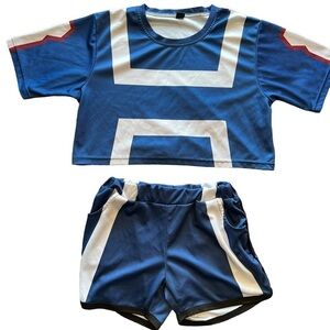 2 Piece Hero Academia Outfits Women Boku No Hero Deku Bakugo Crop Top & Shorts